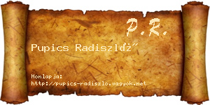 Pupics Radiszló névjegykártya